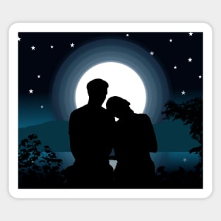 Couple love feel landscape vactor Art Sticker